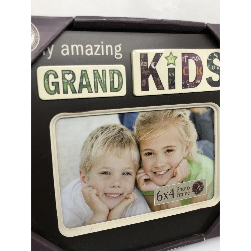 My Amazing Grandkids Picture Frame New NIB Holds 4x6 Picture Heavy Ceramic Frame